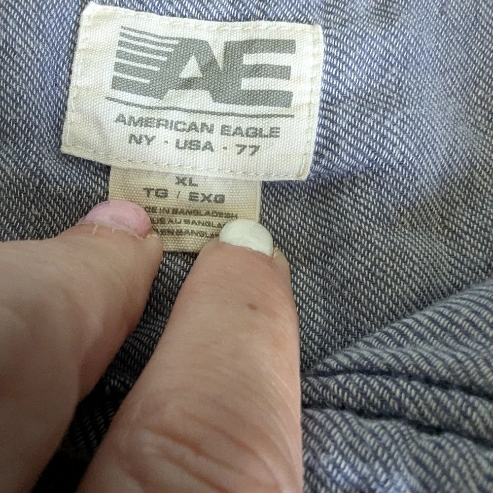 AE Super Soft Flannel Shirt Men's XL American Eagle Blue Plaid Button Up Comfy C - Picture 7 of 8